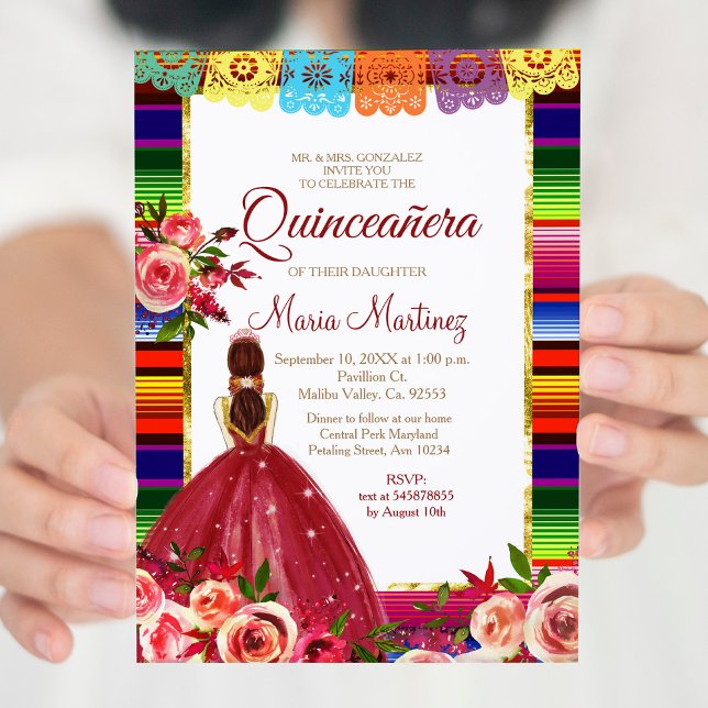 Mexican Floral Quinceañera Invitation Inbjudningar (Skapare uppladdad)