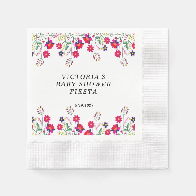 Mexican Flowers Baby Shower Fiesta Coined Paper Pappersservett (Framsidan)