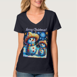 Mexican Folk Art Snowmen Snowman Personalized T Shirt