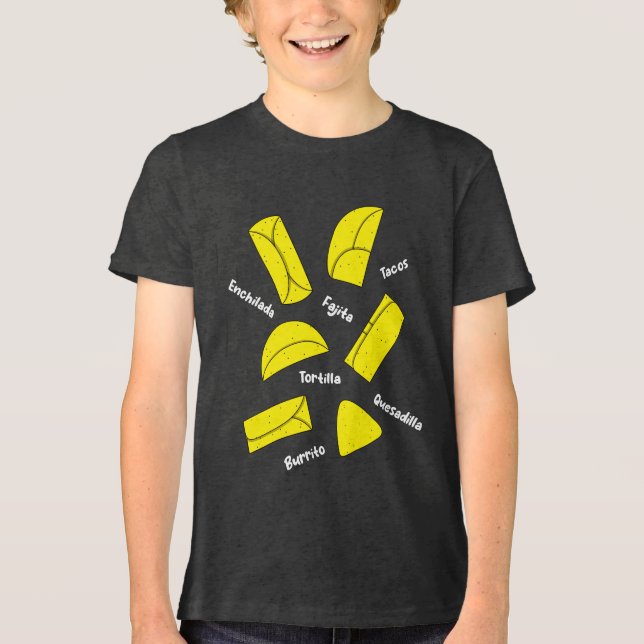 Mexican Food Burrito Fajita Enchilada Quesadilla T Shirt (Framsida)