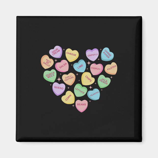 Mexican Food Heart Conversation Nachos Tacos Valen Magnet (Framsidan)