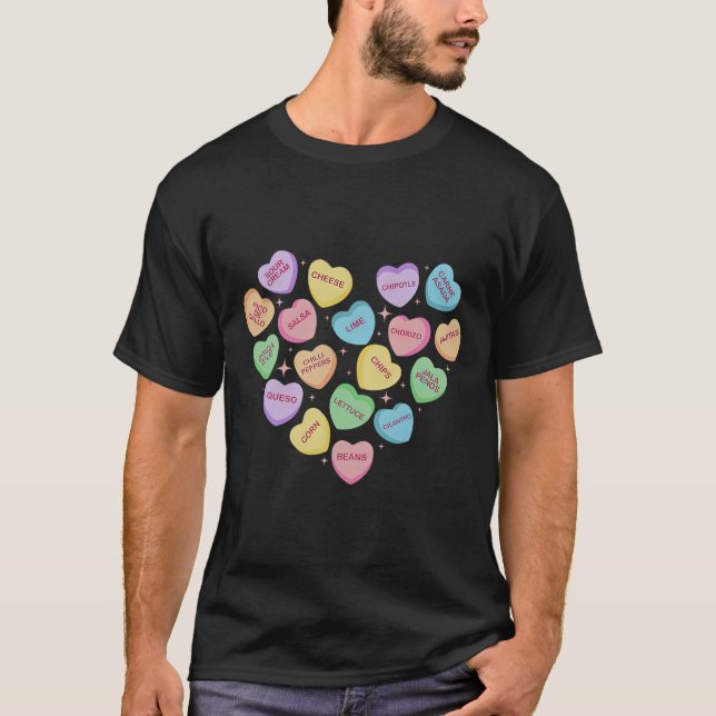 Mexican Food Heart Conversation Nachos Tacos Valen T Shirt (Framsida)