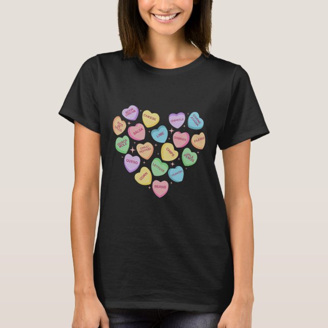 Mexican Food Heart Conversation Nachos Tacos Valen T Shirt (Framsida)