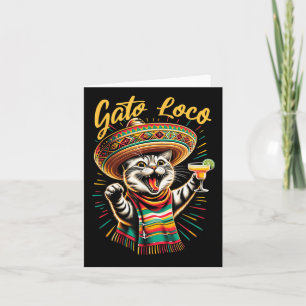 Mexican Gato Loco Sombrero Cat Cinco De Mayo Funny Kort