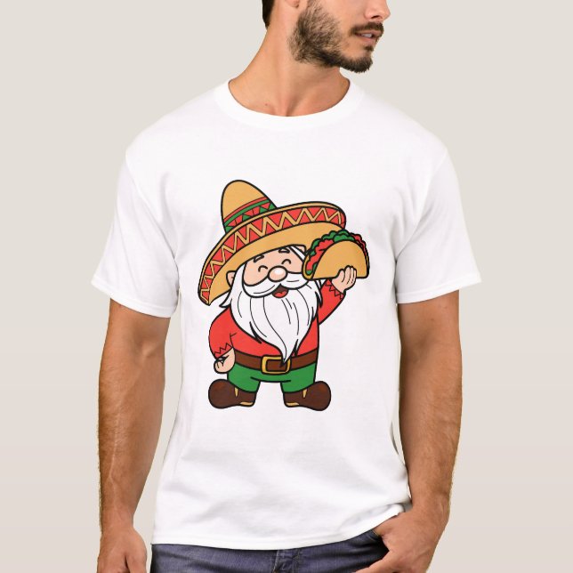 Mexican Gnome with Taco Design Funny Cinco de Mayo T Shirt (Framsida)