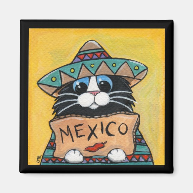 Mexican Hitchhiker Tuxedo Cat Magnet (Framsidan)