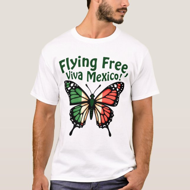 mexican independence day butterfly mexico t shirt (Framsida)