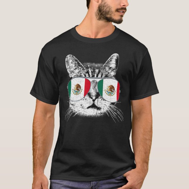 Mexican Mexico Flag Country Pride Cat Men Women Fu T Shirt (Framsida)