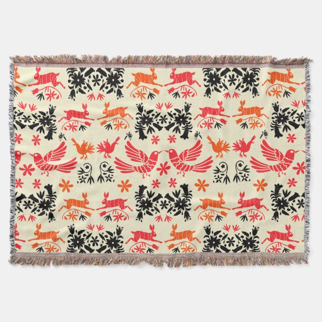 Mexican Otomi Home Decor Filt (Framsidan)