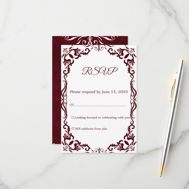 Mexican Papel Picado Wedding RSVP Card OSA Kort (Fram/Back In Situ)