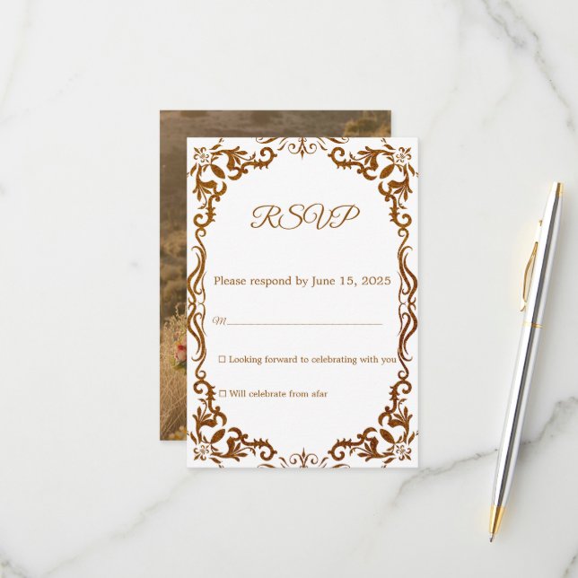 Mexican Papel Picado Wedding RSVP Card OSA Kort (Fram/Back In Situ)