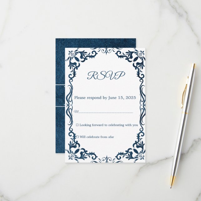 Mexican Papel Picado Wedding RSVP Card OSA Kort (Fram/Back In Situ)