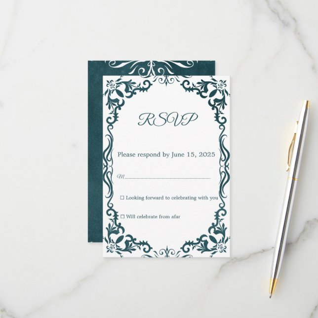 Mexican Papel Picado Wedding RSVP Card OSA Kort (Fram/Back In Situ)