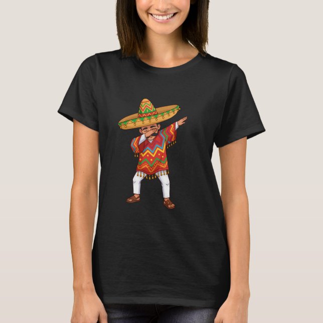 Mexican Poncho Cinco De Mayo Dabbing Boy för manar T Shirt (Framsida)