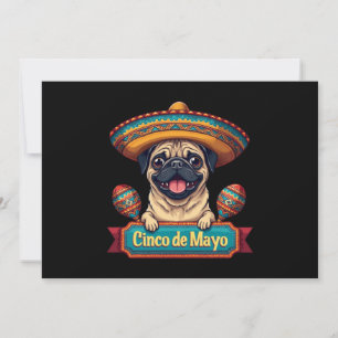 Mexican Pug Hund Sombrero Cinco De Mayo Inbjudningar