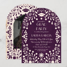 Mexican Purple Beige Graduation Photo Inbjudningar
