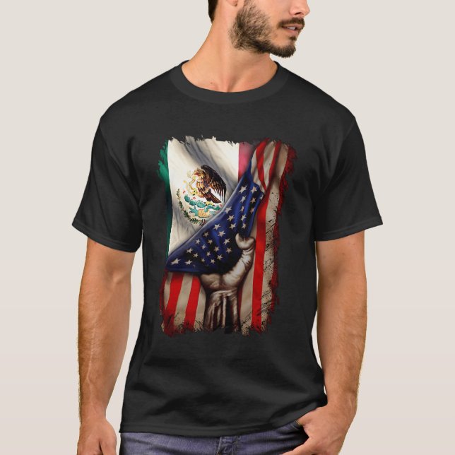 Mexican Roots American Mexican Flag Mexico Is Call T Shirt (Framsida)