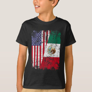MEXICAN ROOTS HalAmerican Flagga MEXICO T Shirt
