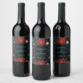 Mexican Rustic Elegant Christmas Red Wedding Vinflaska Etikett