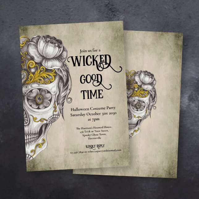 Mexican Skull Halloween-fest Inbjudningar (Skapare uppladdad)