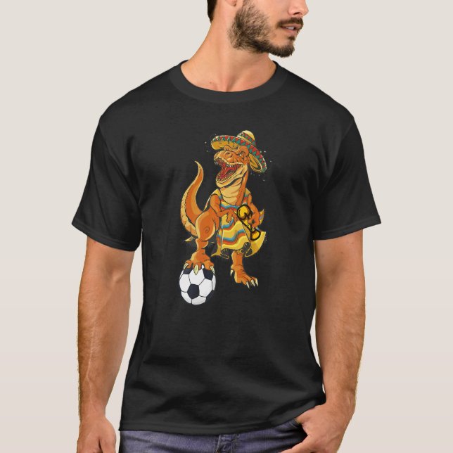 Mexican Soccer Rex Dinosaur Mexico Flag Futbol 202 T Shirt (Framsida)