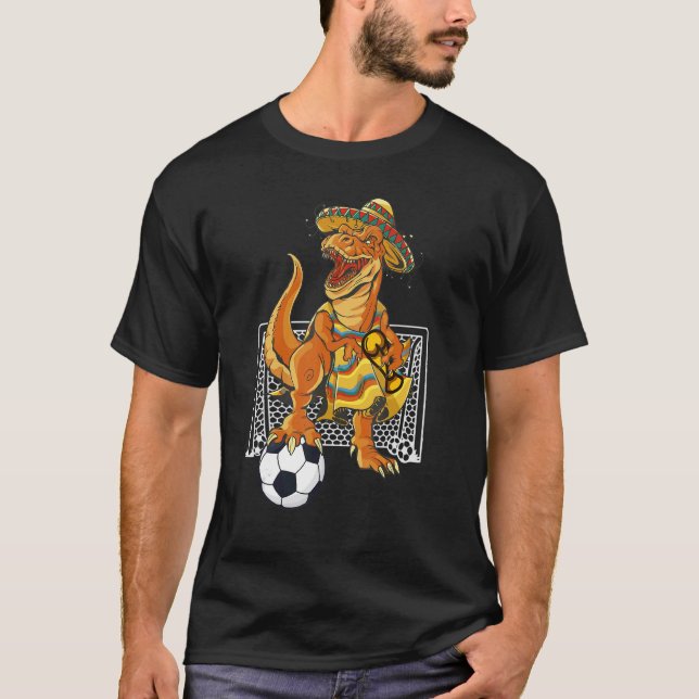 Mexican Soccer Rex Dinosaur Mexico Flag Futbol 202 T Shirt (Framsida)