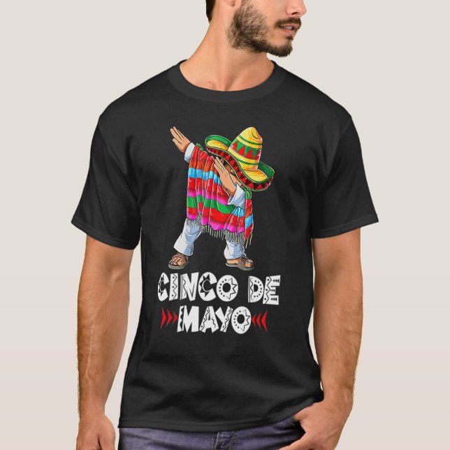 Mexican Sombrero Cinco Dabbing Dab De Poncho Mayo T Shirt (Framsida)