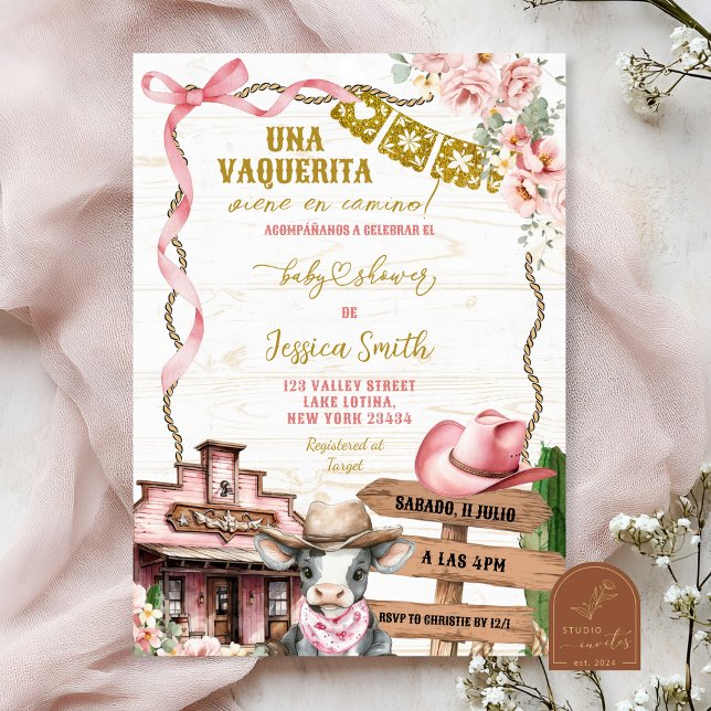 Mexican Spanish Girl Little Cowgirl Baby Shower Inbjudningar (Skapare uppladdad)