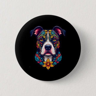 Mexican Sugar Skull Pitbull Dog Dia De Muertos Hal Knapp