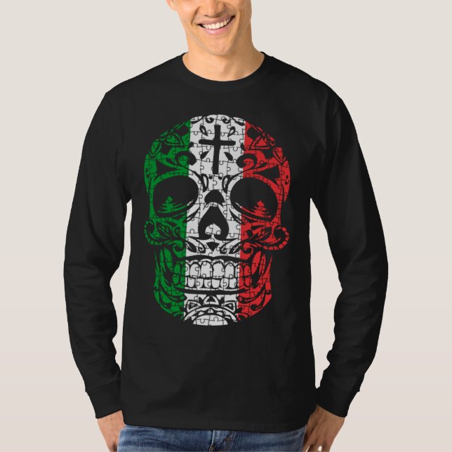Mexican Sugar Skull Pride Calavera Day Dead Cinco  T Shirt (Framsida)