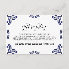 Mexican Talavera Black Floral Minimalist Wedding Tilläggskort