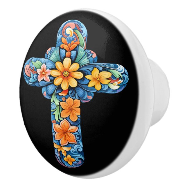 Mexican Talavera Cross Ceramic Knob Knopp (Höger)