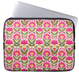 Mexican Talavera Flowers Retro Pink Botanical Laptop Fodral
