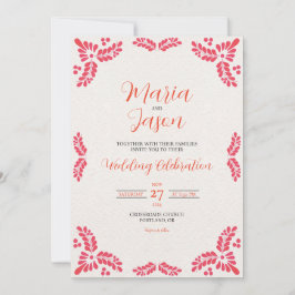 Mexican Talavera Orange Floral Minimalist Wedding Inbjudningar