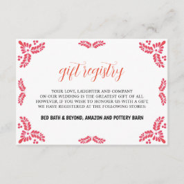 Mexican Talavera Orange Floral Minimalist Wedding Tilläggskort