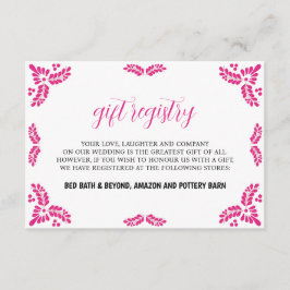 Mexican Talavera Pink Floral Minimalist Wedding Tilläggskort