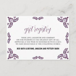 Mexican Talavera Purple Floral Minimalist Wedding Tilläggskort