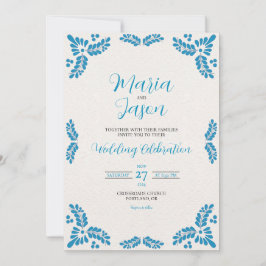 Mexican Talavera Turquoise Minimalist Wedding Inbjudningar