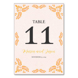 Mexican Talavera Yellow Floral Minimalist Wedding Bordsnummer