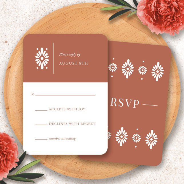Mexican Terra Cotta OSA kort (Mexican Terra Cotta RSVP Card by Fiesta Valley Print)