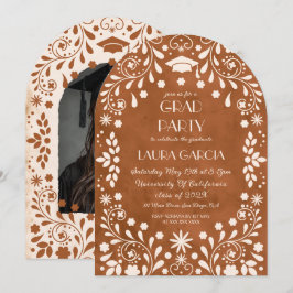 Mexican Terracotta Beige Graduation Photo Inbjudningar
