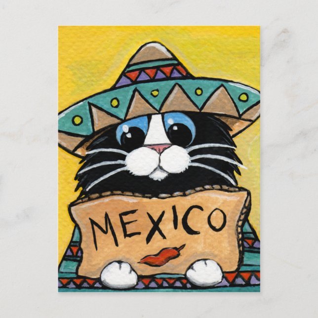 Mexican Tuxedo Cat Hitchhiker Vykort (Framsida)