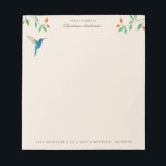 Mexican Violetear Hummingbird  Anteckningsblock<br><div class="desc">Unique notepad featuring a hand-painted Mexican Violetear Hummingbird and flowery branches.</div>
