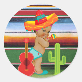 Mexicansk baby showerklistermärke med runt klistermärke