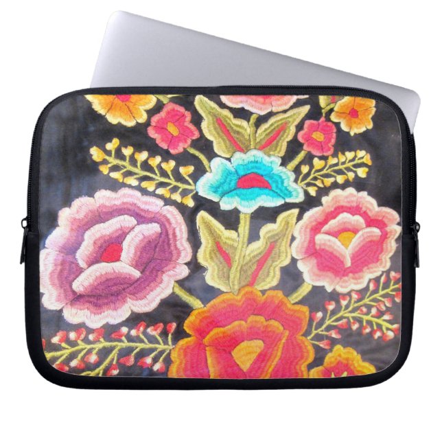 Mexicansk broderidesign laptop sleeve (Framsidan)
