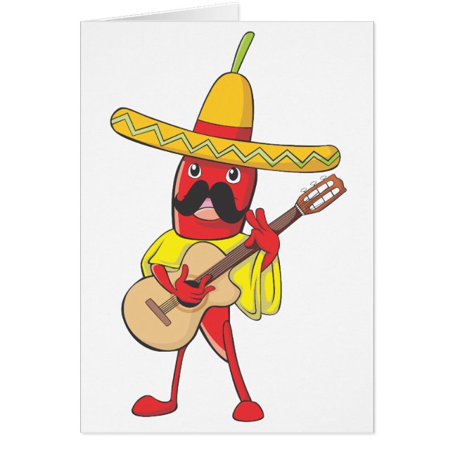 Mexicansk Chili som leker en gitarr Hälsningskort (Framsidan)
