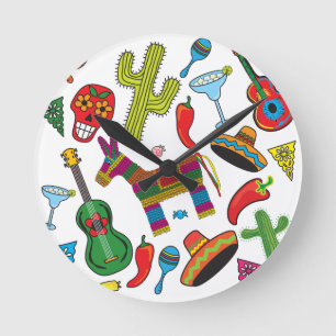 Mexicansk Fiestapartybilder Rund Klocka