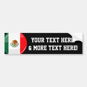 Mexicansk flagga för glansig runda bildekal