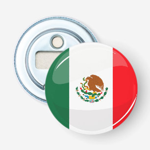 Mexicansk flagga för glansig runda flasköppnare