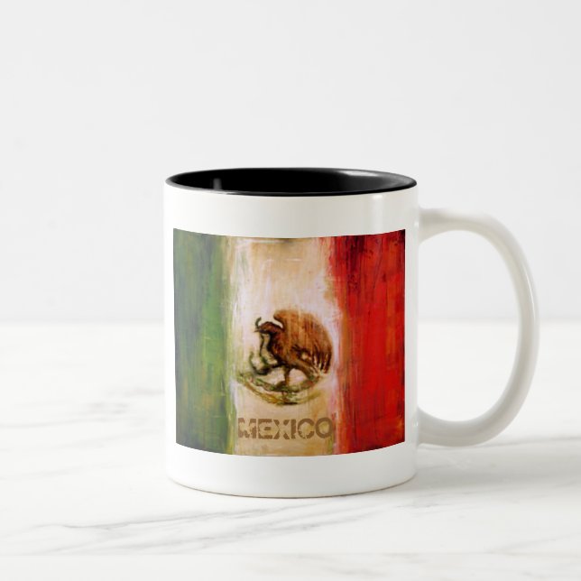 MEXICANSK FLAGGA - MEXICO STIL Två-Tonad MUGG (Höger)